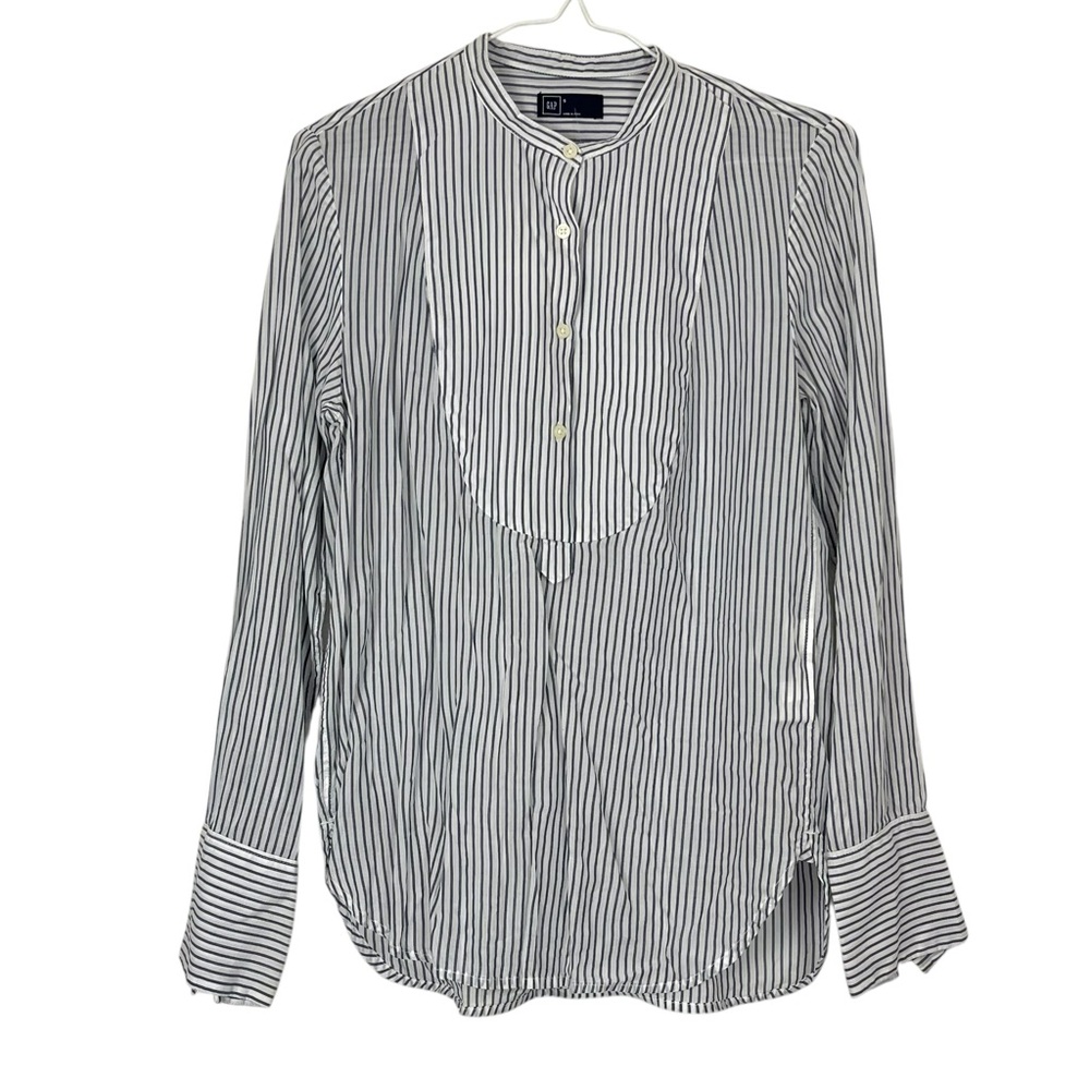 Gap Blue & White Striped Blouse Size Small | NWT Ruffle Cuff Popover Top